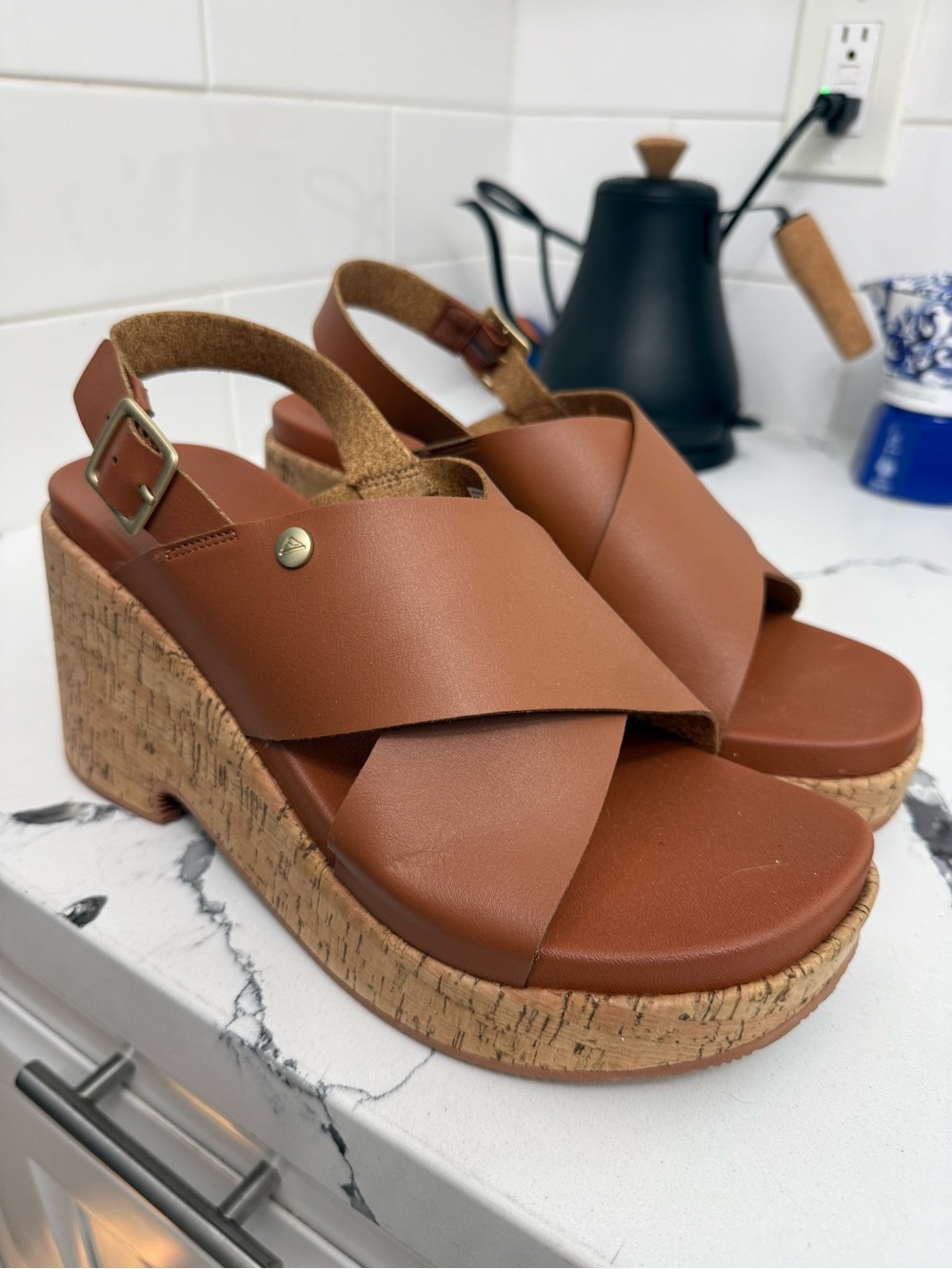 Reef Women’s Brown Cork Crossband Wedge Sandals